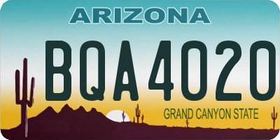 AZ license plate BQA4020
