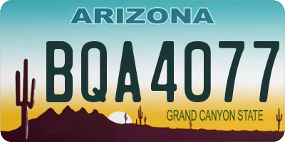 AZ license plate BQA4077