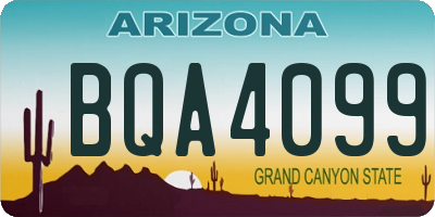 AZ license plate BQA4099