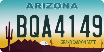 AZ license plate BQA4149