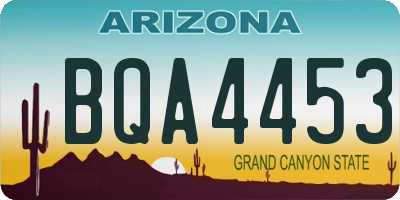 AZ license plate BQA4453