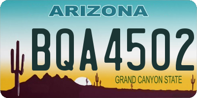 AZ license plate BQA4502