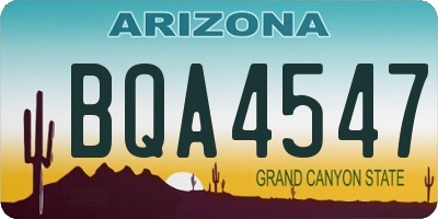 AZ license plate BQA4547