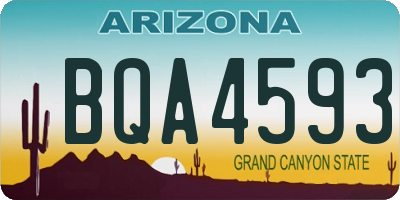 AZ license plate BQA4593