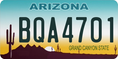 AZ license plate BQA4701