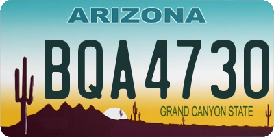 AZ license plate BQA4730