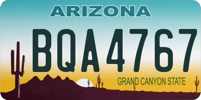 AZ license plate BQA4767