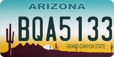 AZ license plate BQA5133