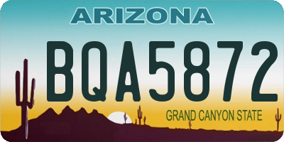 AZ license plate BQA5872