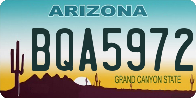 AZ license plate BQA5972