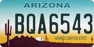 AZ license plate BQA6543