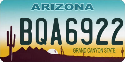 AZ license plate BQA6922
