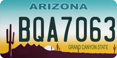 AZ license plate BQA7063