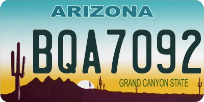 AZ license plate BQA7092
