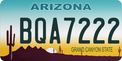 AZ license plate BQA7222