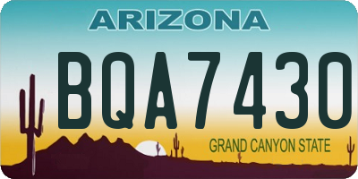 AZ license plate BQA7430
