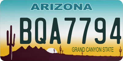 AZ license plate BQA7794
