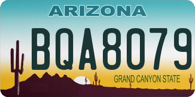 AZ license plate BQA8079