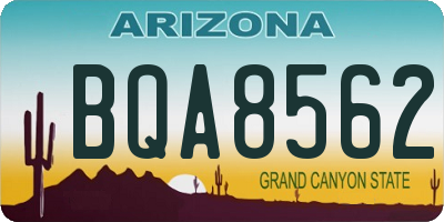 AZ license plate BQA8562