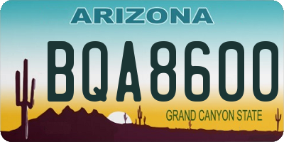 AZ license plate BQA8600