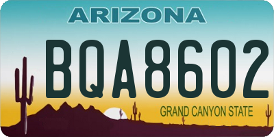 AZ license plate BQA8602