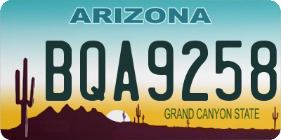 AZ license plate BQA9258