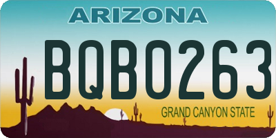 AZ license plate BQB0263
