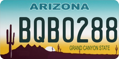 AZ license plate BQB0288