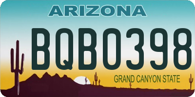 AZ license plate BQB0398
