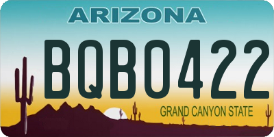AZ license plate BQB0422