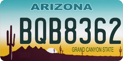 AZ license plate BQB8362