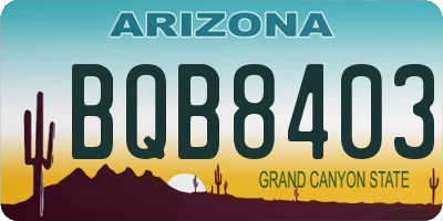 AZ license plate BQB8403