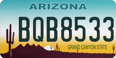 AZ license plate BQB8533