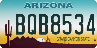 AZ license plate BQB8534