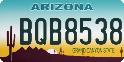 AZ license plate BQB8538