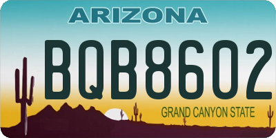 AZ license plate BQB8602
