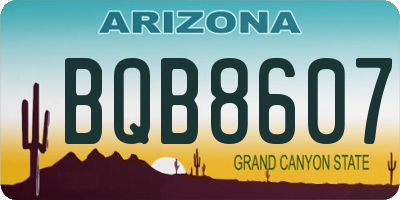 AZ license plate BQB8607