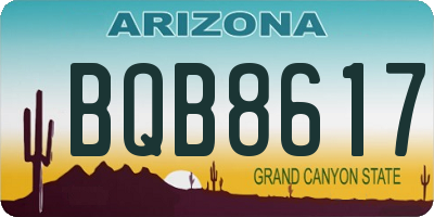 AZ license plate BQB8617