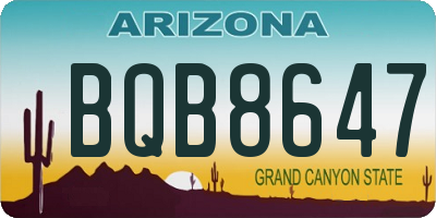 AZ license plate BQB8647
