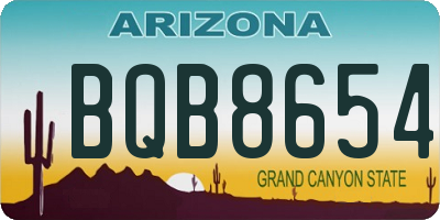 AZ license plate BQB8654