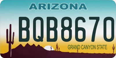 AZ license plate BQB8670