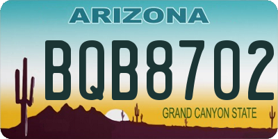 AZ license plate BQB8702