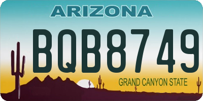 AZ license plate BQB8749