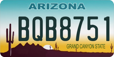 AZ license plate BQB8751
