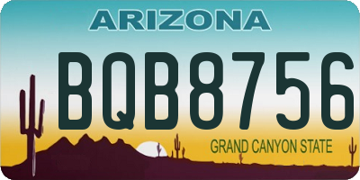 AZ license plate BQB8756