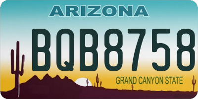 AZ license plate BQB8758