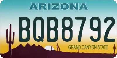 AZ license plate BQB8792