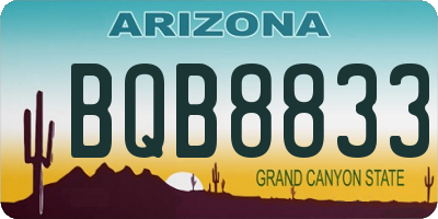 AZ license plate BQB8833