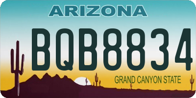 AZ license plate BQB8834