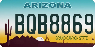 AZ license plate BQB8869